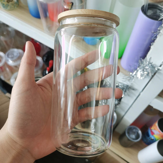 16oz Clear Glass Can: Wholesale 12 Piece