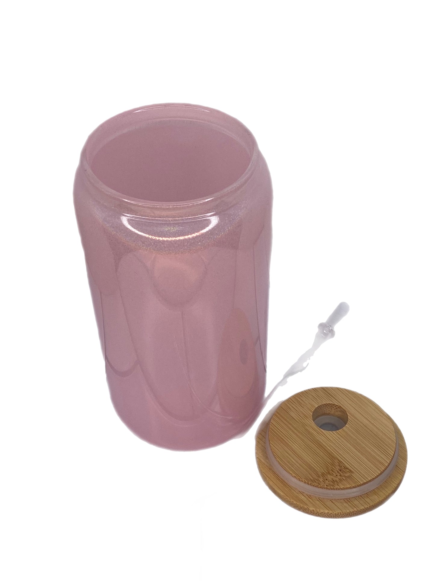 16oz Pink Shimmer Can Glass: Wholesale 25